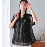 ブラック系ドット | すっきり魅せスキッパーAラインチュニック | Viola e Viola
