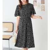 ブラック系花柄 | ベルト付ゆるワンピース | alotta