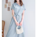 ブルー | ベルト付ききれいめシャツワンピース | alotta