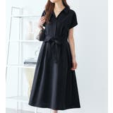 ネイビー | ベルト付ききれいめシャツワンピース | alotta