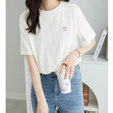 大人可愛い!柔らか綿混素材ワンポイント刺しゅうTシャツ | alotta | 詳細画像1