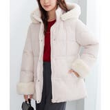 アイボリー | ファー付きミドル丈中綿コート | alotta