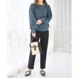 パール調ボタン柔らかカットソーゆるトップ | alotta | 詳細画像15