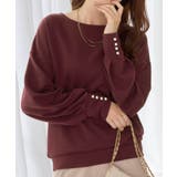 ボルドー | パール調ボタン柔らかカットソーゆるトップ | alotta