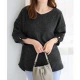 チャコール | 柔らかニットソー金ボタンゆるトップス | alotta