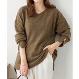 カーキ | 柔らかニットソー金ボタンゆるトップス | alotta