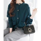 ブルーグリーン | ゴールドボタンニットカーデ | Viola e Viola