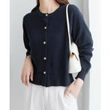 ネイビー/ | パールボタンニットカーディガンショート | alotta