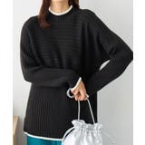 ブラック | リブ切替ニットプルオーバー | alotta