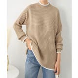 グレージュ | リブ切替ニットプルオーバー | alotta