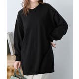 ブラック | ゆるニットVネックチュニック | alotta