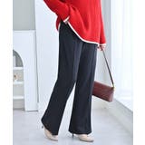 ダークネイビー | カットジョーゼットフレアパンツ | alotta