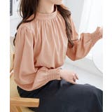 ピンクベージュ | ボリューム袖とろみブラウス | alotta