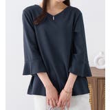 ダークネイビー | フレアースリーブ７分丈ブラウス | alotta