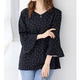 ドットガラ | フレアースリーブ７分丈ブラウス | alotta