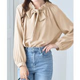 ベージュ | フリル衿ボウタイデザインブラウス | alotta