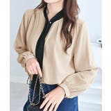 ベージュ | ３ＷＡＹピン付き配色ボウタイブラウス | alotta