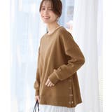 ブラウンベージュ | 大人の抜け感裏起毛サイドボタントップス | Viola e Viola