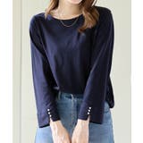 8分袖パール調ボタンTシャツ | alotta | 詳細画像1