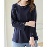 8分袖パール調ボタンTシャツ | alotta | 詳細画像6