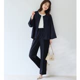 ネイビーストレート | 【選べるボトムス】2点セット洗える!テントラインジャケットスーツ | Viola e Viola