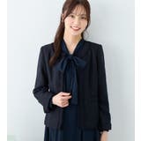 ネイビー系 | フリンジ使いツイードノーカラージャケット | alotta