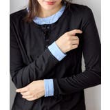 ブラック | 1枚着映えレイヤード風ヘンリーネックリブトップス | Viola e Viola