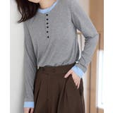 杢グレー | 1枚着映えレイヤード風ヘンリーネックリブトップス | Viola e Viola