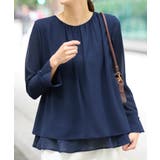 ネイビー | 裾フレア裏地付きシフォンブラウス     | Viola e Viola