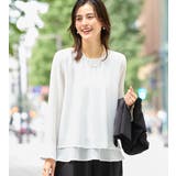 オフホワイト | 裾フレア裏地付きシフォンブラウス     | Viola e Viola