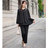ブラック | 【2点セット】シフォンレイヤードデザインセットアップ | alotta