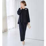 ダークネイビー | 【2点セット】シフォンレイヤードデザインセットアップ | alotta