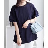 ネイビー | 袖シフォンフレアスリーブTロング | alotta