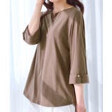 ライトブラウン | 袖口金ボタンデザインTシャツ | alotta