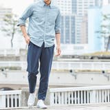 ブルー | 接触冷感!綿麻デザイン7分袖シャツ | REMEN’S