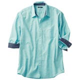 ミント | 接触冷感!綿麻デザイン7分袖シャツ | REMEN’S