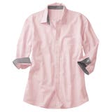 ピンク | 接触冷感!綿麻デザイン7分袖シャツ | REMEN’S