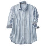 ストライプ | 接触冷感!綿麻デザイン7分袖シャツ | REMEN’S