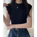 ブラック | 【2026SS】袖シャーリングリブニット トップス | ALTROSE