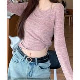 ピンク | リボン レイヤード風 ロングTシャツ | ALTROSE