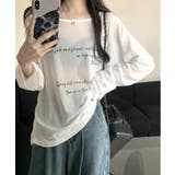 ホワイト | シアー ロゴ オーバーサイズ プリント ロンT | ALTROSE