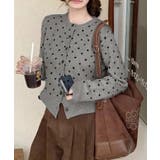 グレー | カーディガン ドット 韓国 ニット  | ALTROSE