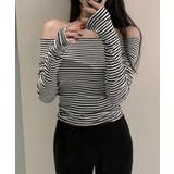 オフショルデザイン ボーダー カットソー 韓国 シンプル | ALTROSE | 詳細画像7