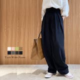 タックワイドパンツ ボトムス 美シルエット | AMELY | 詳細画像1