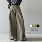 ワイドタックパンツ シフォン 楊柳 | AMELY | 詳細画像1