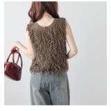 ループフリンジ ニットベスト Vネック | AMELY | 詳細画像10