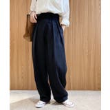 ネイビー | タックワイドパンツ ボトムス 美シルエット | AMELY