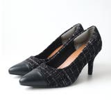 ブラック(PU)×ブラック(ツイード) | 7センチヒール 走れる パンプス レディース | AmiAmi