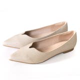 ベージュ(型押し) | Vカット デザインパンプス レディース | AmiAmi