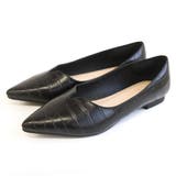 ブラック(クロコ) | Vカット デザインパンプス レディース | AmiAmi